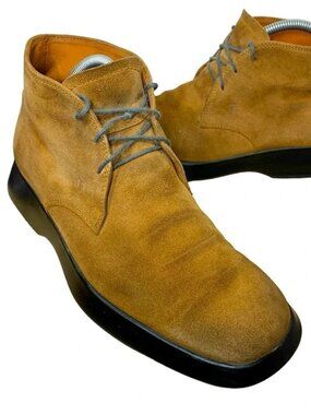 Tod's tan camel suede leather-lined ankle boots made in Italy UK7=men's US8=EU41